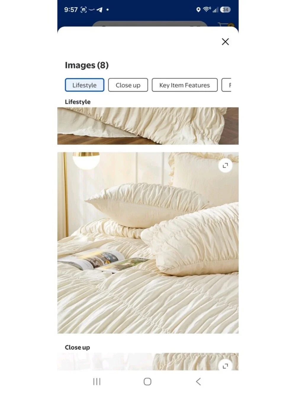 Bonlino Farmhouse Ruched Comforter King Size Bed Set 3 Pieces with Pillow Shams